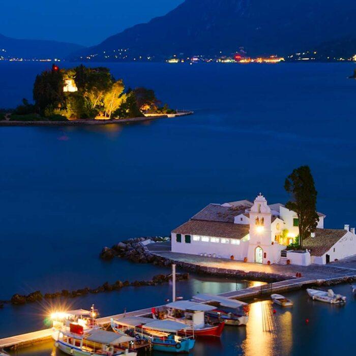 Corfu - Kanoni and Mouse Island at Night